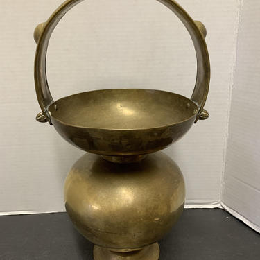 Antique 1930s Indian Kamandalu Brass Holy Water Carrier 
