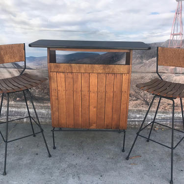 Mid Century Modern Authur Umanoff Tiki Bar And Barstools  FREE Continental US Shipping!! 