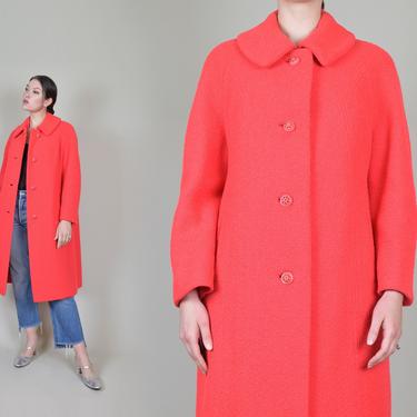 1960s Coral Red Swing Jacket | 1960s Mod Coat | Vintage Swing Coat 