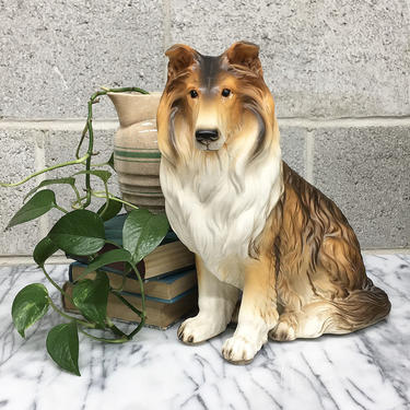 Lot - LARGE CERAMIC VINTAGE ROUGH COLLIE (LASSIE DOG) FIGURE, MADE IN  ITALY, 85CM H