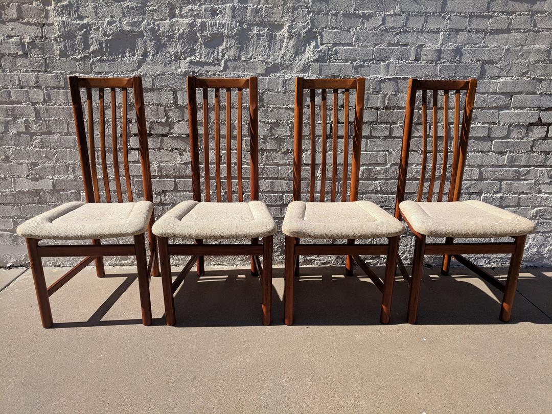 Mid Century Modern Danish D Scan Teak Dining Chairs Set Vintage Vault