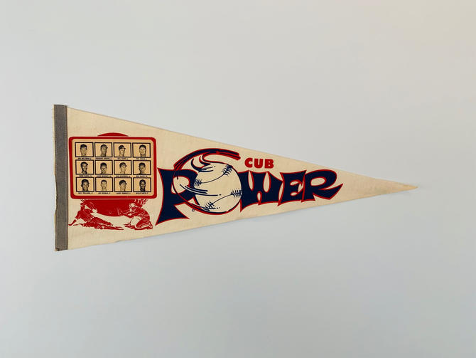 Lot - Vintage 1980's Chicago Cubs Baseball Pennant