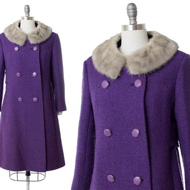 Vintage 1960s Coat | 60s Royal Purple Wool & Mink | Birthday Life