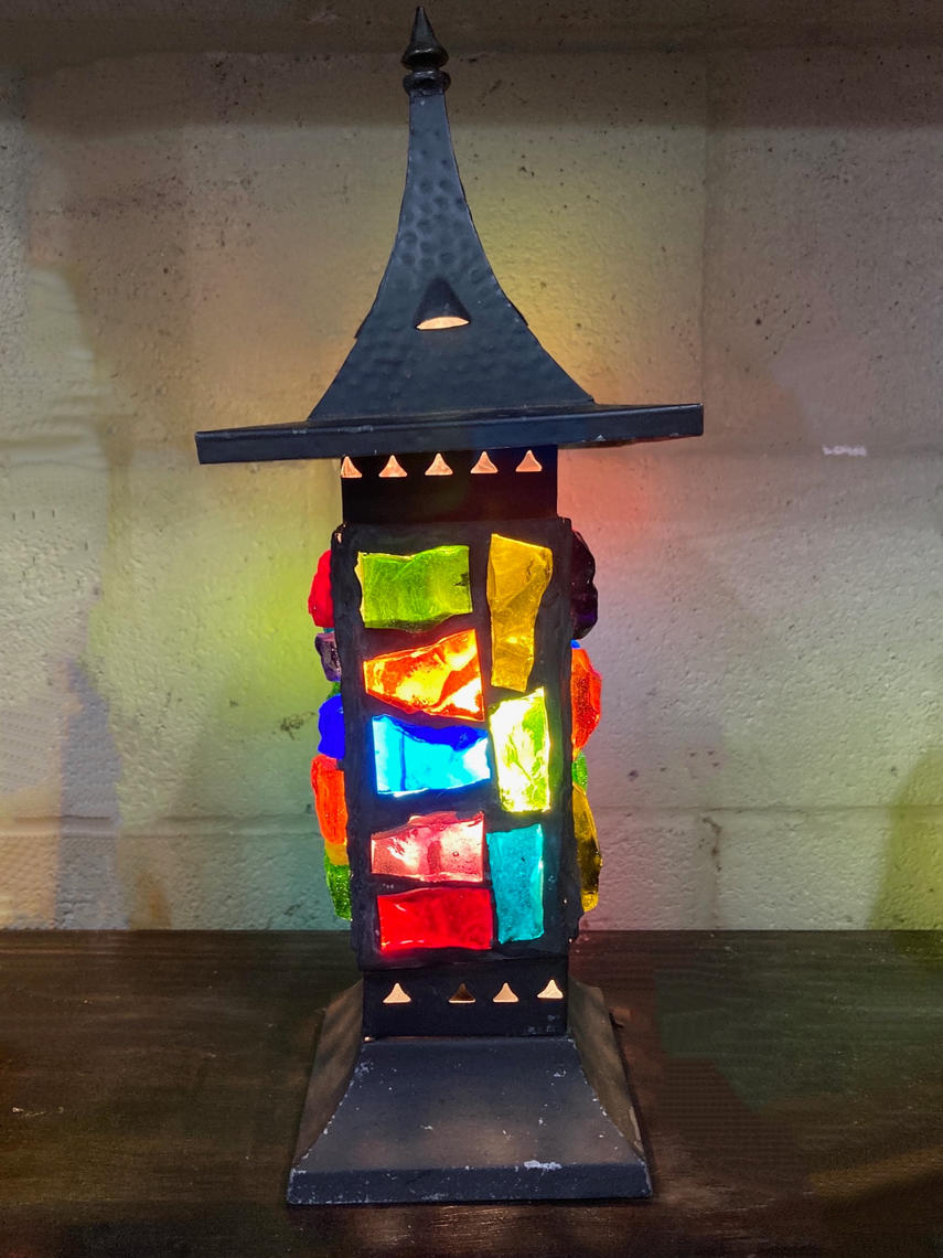 MCM Nader Chunky Colored Glass Lamp by Peter Marsh Revival Vintage North Loop Austin TX