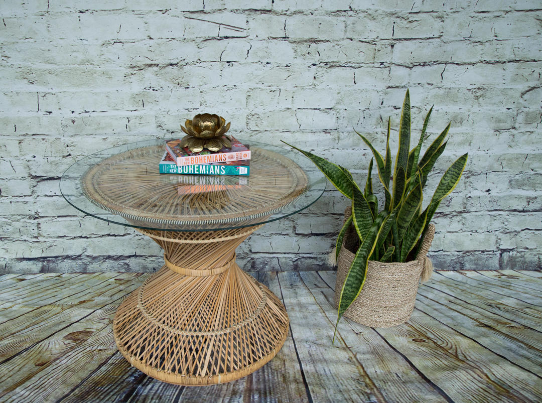 SHIPPING NOT FREE!! Vintage Wicker Coffee Table/ Accent Table/ End