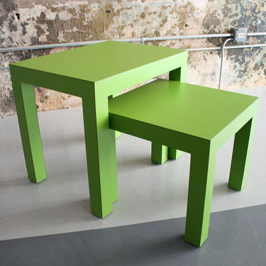 80's Green laminate tables (pair)