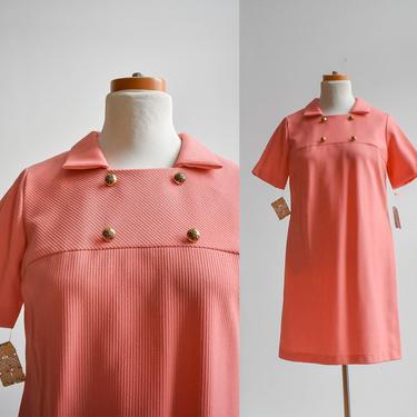 1970s Salmon Pink Mod Dress 