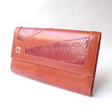 Pierre Cardin Leather and Snakeskin Clutch Purse 