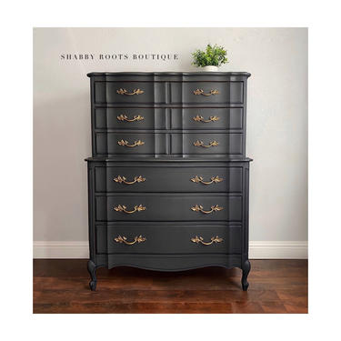 french provincial black dresser Black Painted French Provincial Dresser
