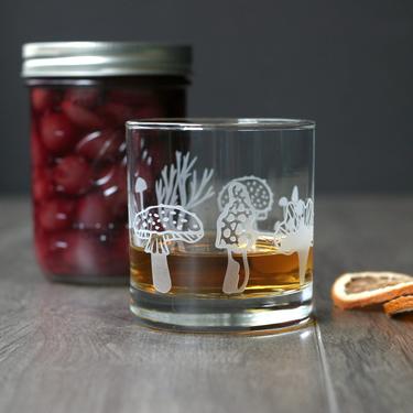 Mushroom Hunter Collection Cocktail Glass - forest fungi forager 