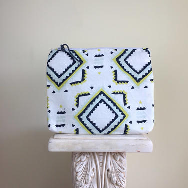 Large zipper pouch, Geometric Zipper Pouch, Boho Makeup Bag, cosmetic bag, Boho Chic Bag, Foldover clutch, gifts for her, cute bag, toiletry 