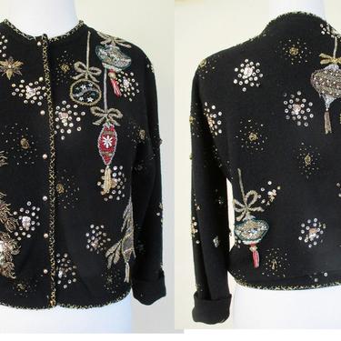 The Ultimate 1950's Designer Hand Beaded Sweater by "Gene Shelly" Sweater girl Vintage chic Size Large 