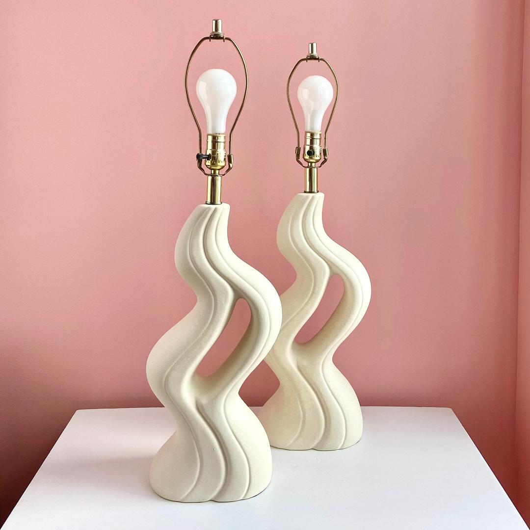 Wavy Surrealist Table Lamps Each Sold Separately Barela Vintage