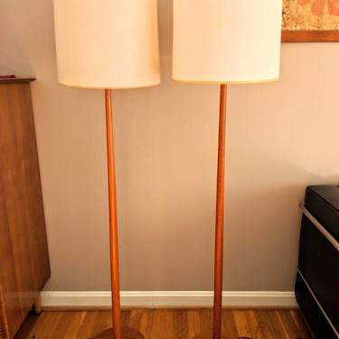 Pair of Mid Century Swedish Teak Floor Lamps for George Kovacs 