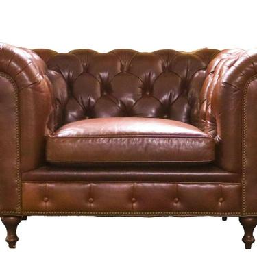 Arhaus Wessex Leather Tufted Armchair Lounge 