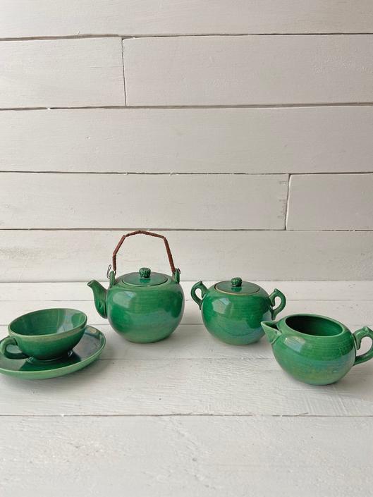 Vintage Green Children 39 S Tea Set With Tea Pot Sugar Bowl Creamer Tea Cup Midcentury Play Set Dollhouse Tea Set Little Girl Gift By Curiouslycuratedshop From Curiously Curated Of Austin Tx