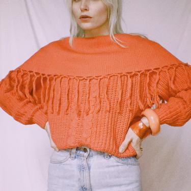 Vintage 80s | Coral Fringe Sweater 