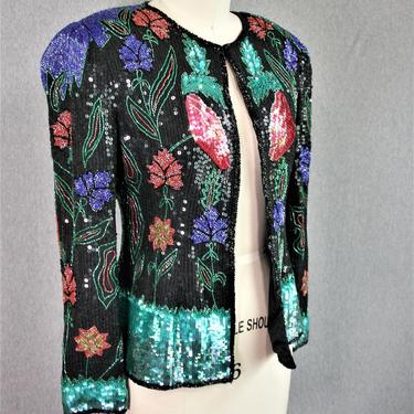 1980, 1990s, Beaded/Sequin, Cocktail Jacket, by Laurence Kazar, Marked size PS 