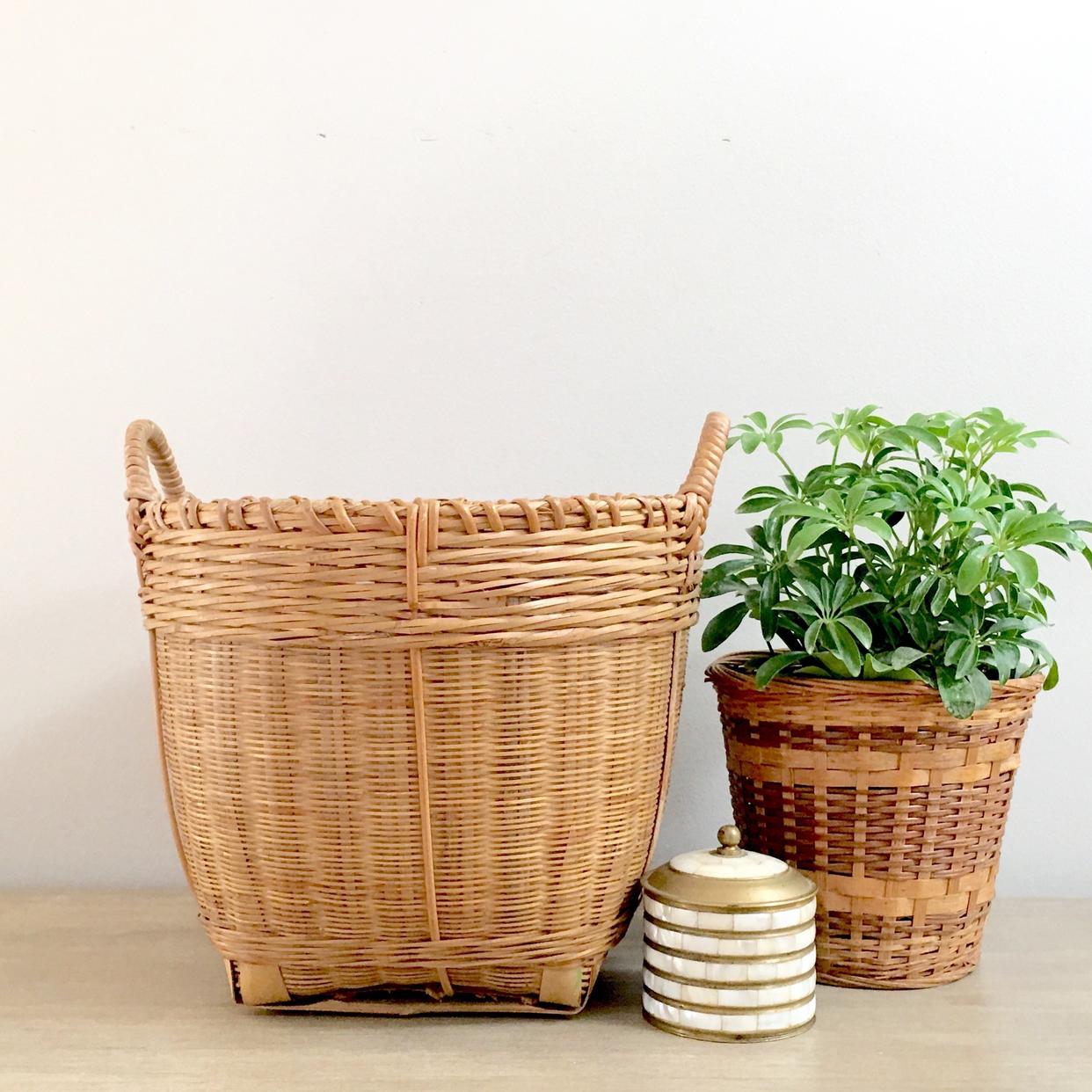 Woven Wicker Basket Planter Chinese Bamboo Indoor Planter | Mod ...