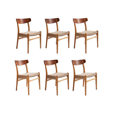 Hans J. Wegner Ch-23 Dining Chairs, Set of 6, Denmark 1960s 