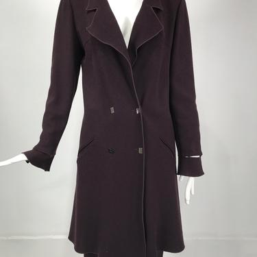 Karl Lagerfeld Burgundy Wool Crepe Coat & Skirt Set 1980s