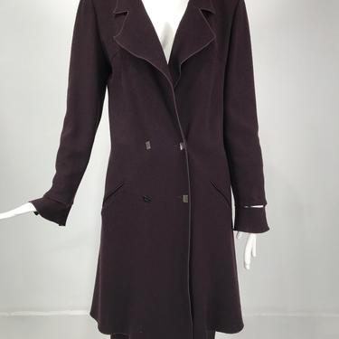 Karl Lagerfeld Burgundy Wool Crepe Coat & Skirt Set 1980s