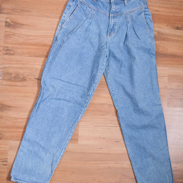 Vintage 80s Palmettos high rise factory acid Wash bow detail pleated baggies jeans