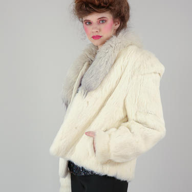 Theory - White Rabbit Fur Clasped Coat Sz S – Current Boutique