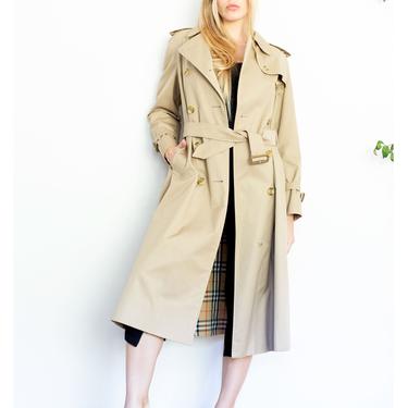 BURBERRY Vintage Classic Taupe + Nova Check Lined Trench Coat