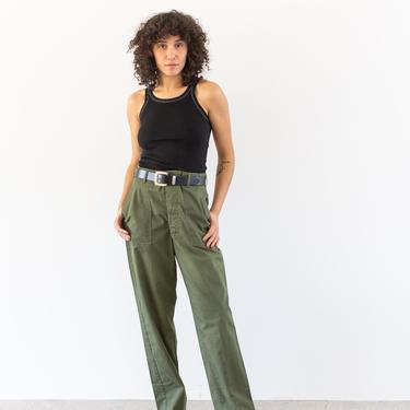 Vintage 30 Waist Army Pants | Unisex Cotton Poly Utility Army Pant | Green Fatigue pants | Made in USA | Button Fly F244 