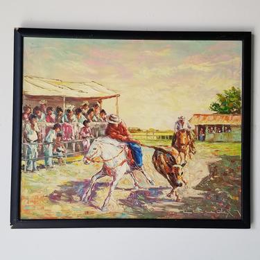 1980's Leud " Coleus in the Plains " Spanish Impressionist Oil Painting 