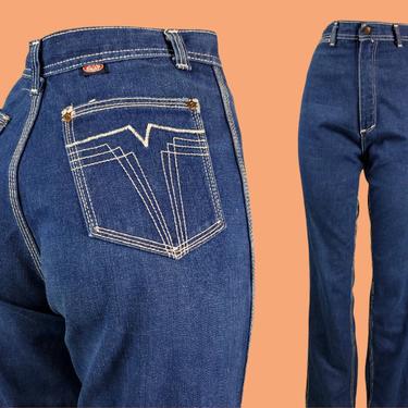 Vintage disco designer jeans 1970s. High rise straight leg. By Red Snap. (30 x 35) 