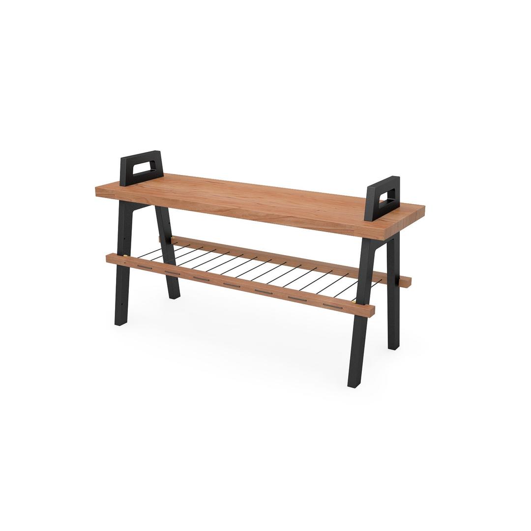 36" entryway/hallway storage bench in cherry with shoe rack Us