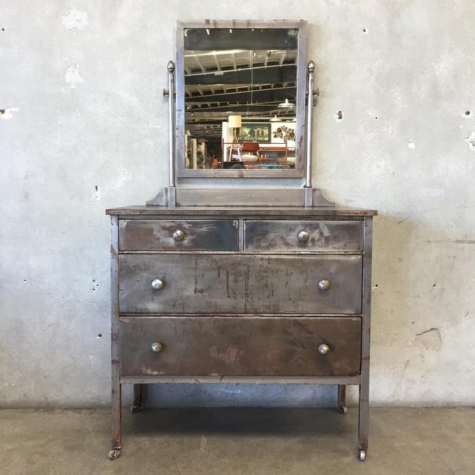 Vintage Metal Simmons Dresser With Mirror From Urban Americana Of