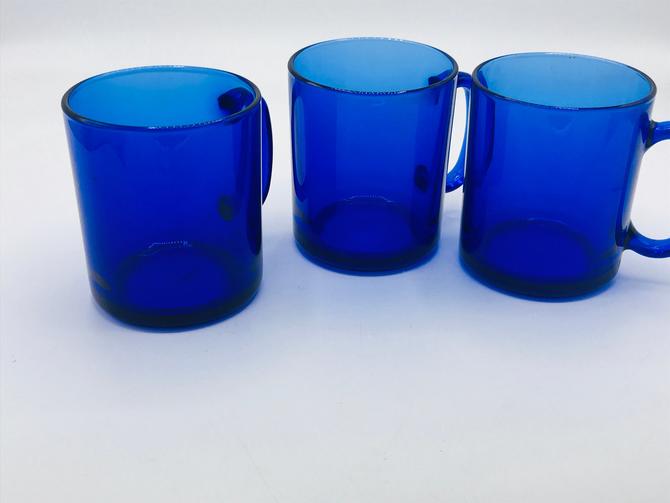 Vintage Set Of 3 Arcoroc Saphir Cobalt Blue Glass Coffee Mug Cup France From Joanntiques Of San Diego Ca Attic