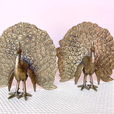 Pair of Brass Peacocks