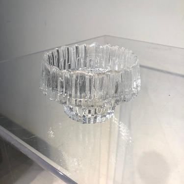 Vintage IITTALA STELLAR Votive Candle Holder Finland Crystal Ice Glass 