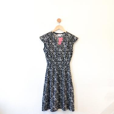 Monica Dress in Black and White Floral