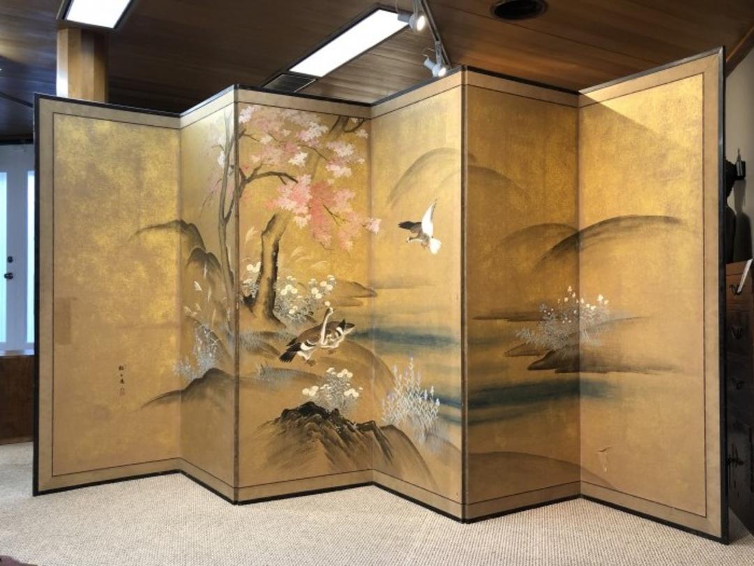 Japanese Antique Byobu Screen Kuraya Japanese Antiques San