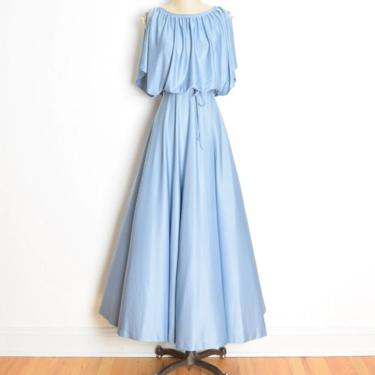 vintage 70s dress blue grecian goddess disco long maxi prom party dress XS S clothing 