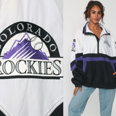 Vintage Starter Colorado Rockies Color Block Jacket MLB Size XL Baseball