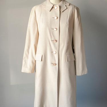 1960s Coat Cream Wool Pea Coat S 