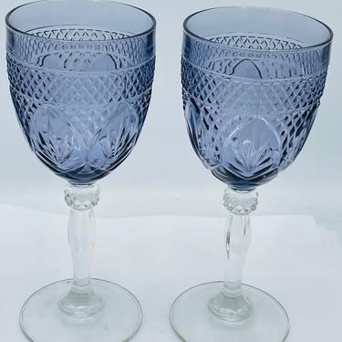 Vintage set of (2) 8" Wine Goblets  Purple Goblets by Crystal D' Arques Durand- Chip Free Condition 