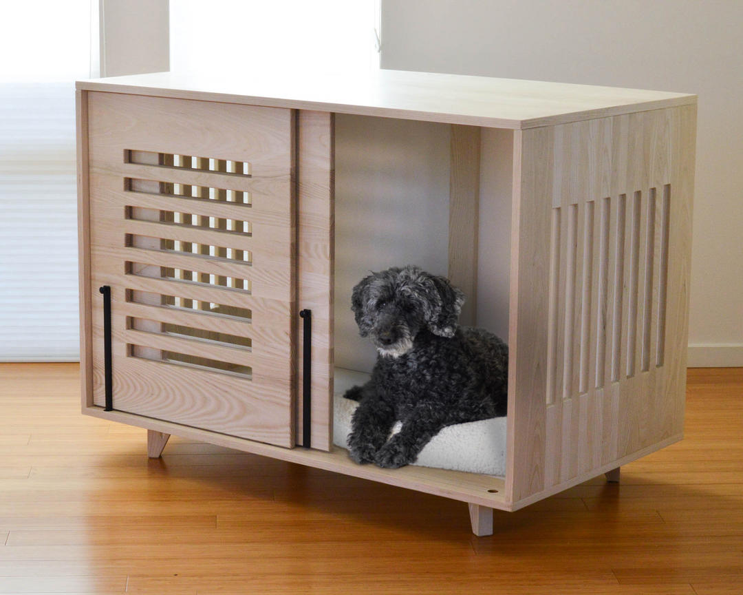 Beautiful Light wood Dog Crate, Dog crate furniture, Solid wood | This ...