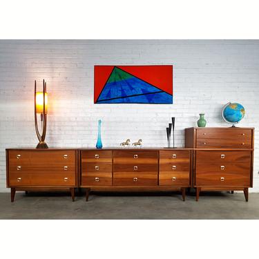 Glorious Curved Front Walnut MCM Dresser Bedroom S