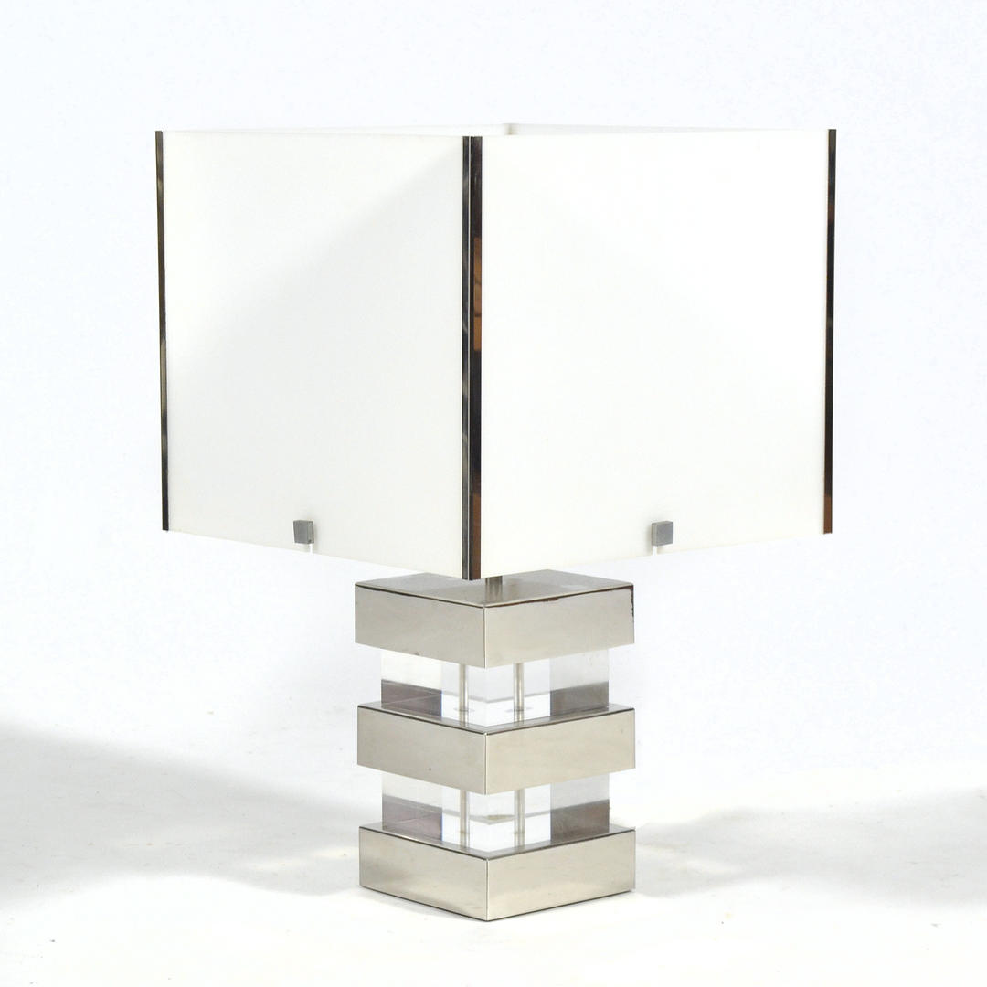 Lucite and Chrome 1970s Table Lamp Pegboard Modern Highland, IN