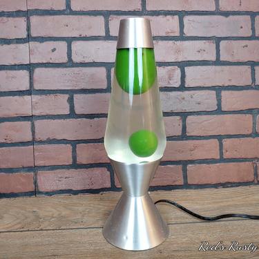 Groovy Mod Silver Lava Lamp with Clear and Green Lava 