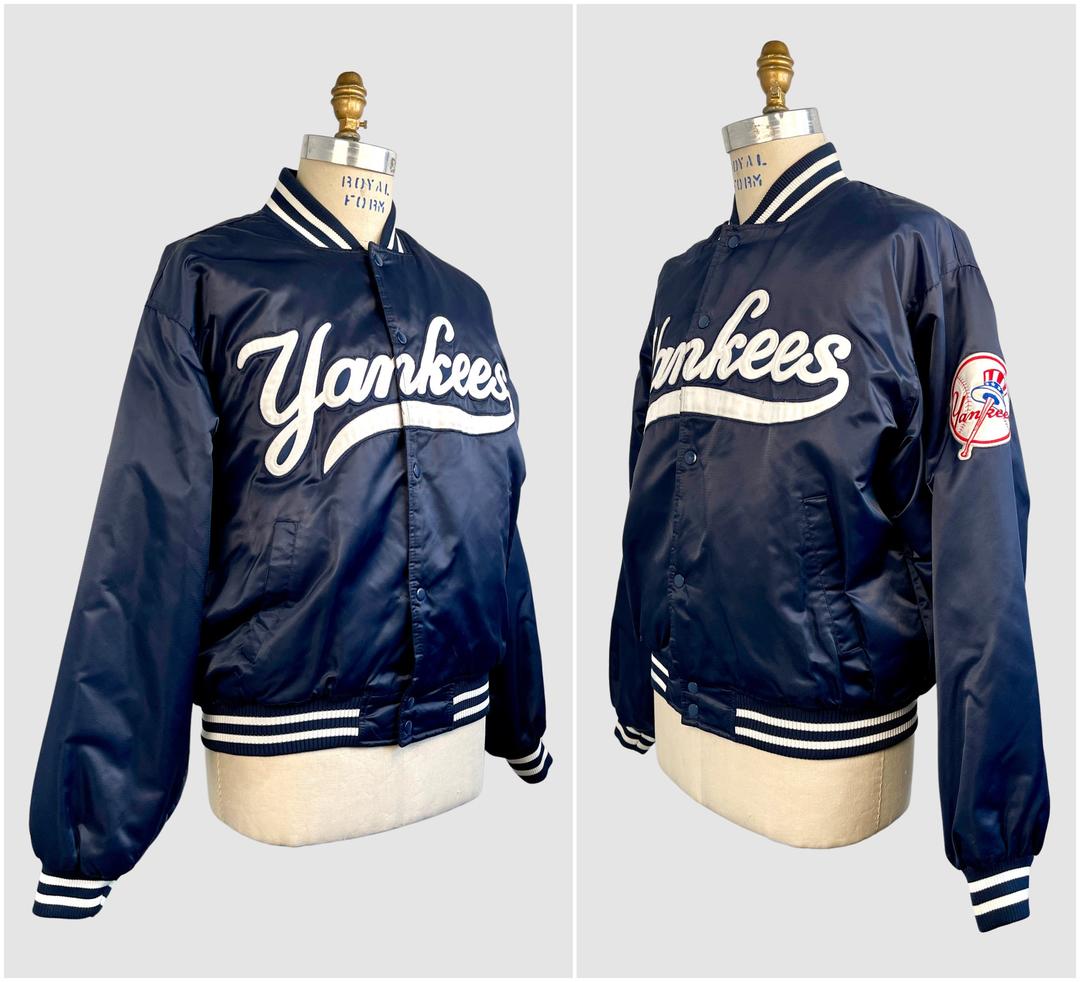 RARE Vintage 90s Distressed New York Yankees Satin Jacket by Logo Athletic Yankees  Sweater Yankees Pullover Embroidery Logo Blue Color Men L -  Denmark