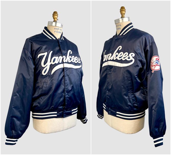 Maker of Jacket Men Jackets White Yankees Vintage 80s New York Satin