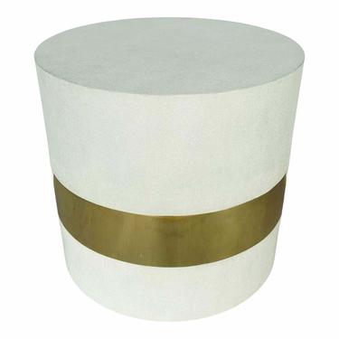 Made Goods Modern White Faux Shagreen Maxine Side Table